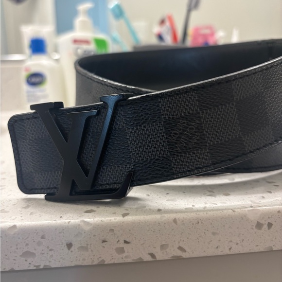 Louis Vuitton Dark Checkered Belt with Black LV Buckle - Picture 1 of 1